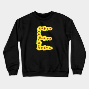 Sunflowers Initial Letter E (Black Background) Crewneck Sweatshirt